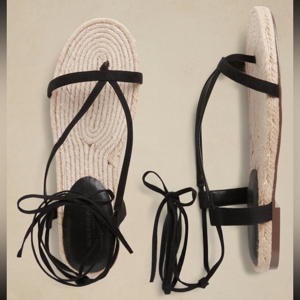 Banana Republic Factory Strappy Espadrille Sandals Black Size 8